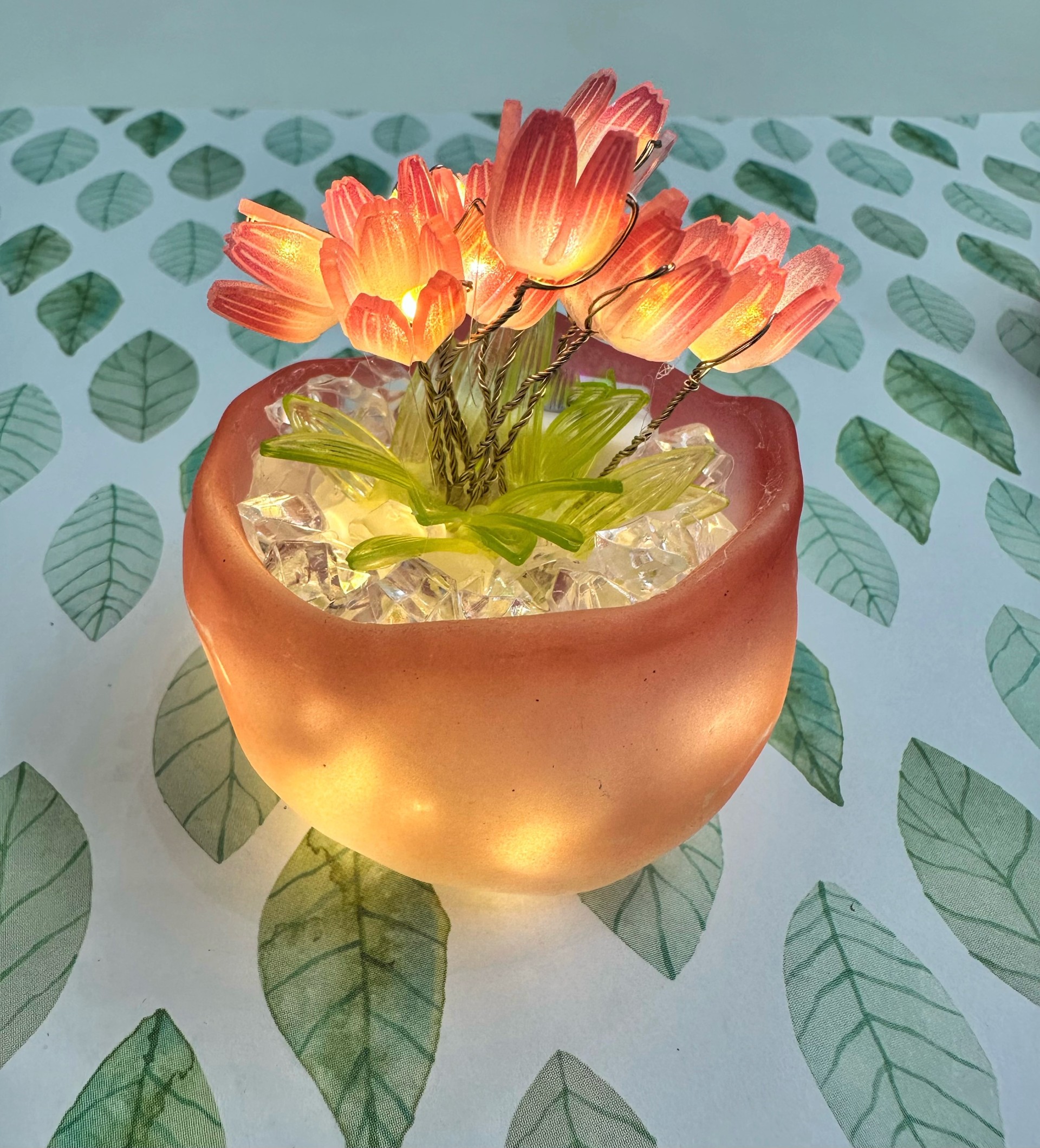 Glass Pot of Tulips Night Lamp